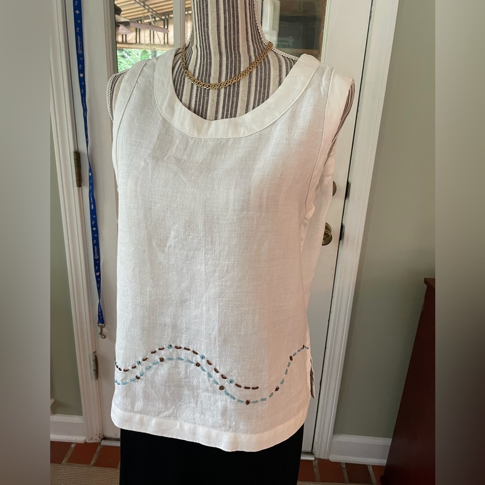 AGEAN BEADED LINEN TOP